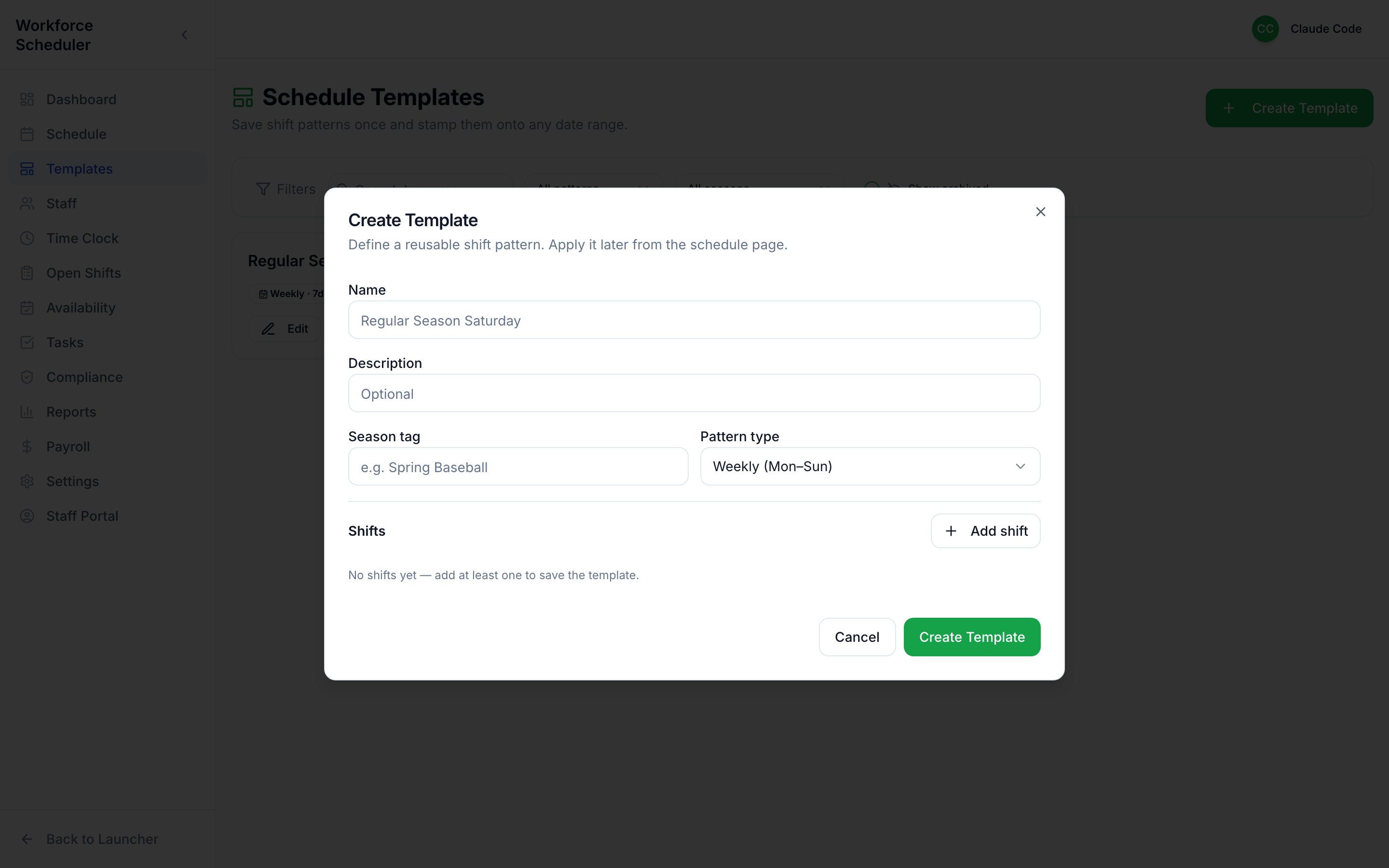 Creating a template